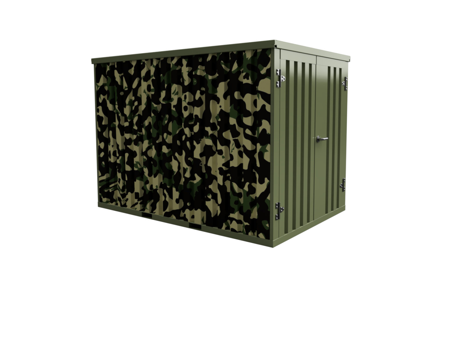 Military Army container 3x2 meter (forest camouflage) mot vit bakgrund
